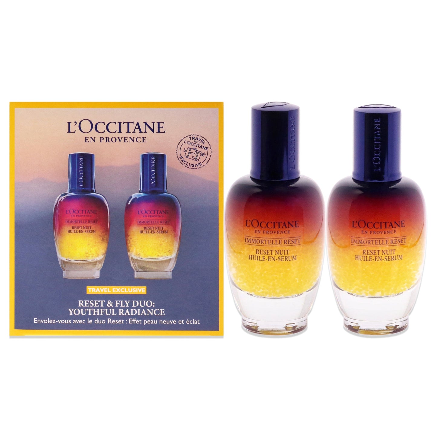 Reset and Fly Duo - Youthful Radiance by LOccitane for Unisex - 2 x 2.5 oz Serum